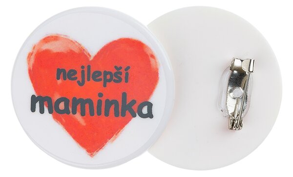 BELLATEX Placka "NEJLEPŠÍ MAMINKA" Bílá, Červená, Černá průměr 35 mm