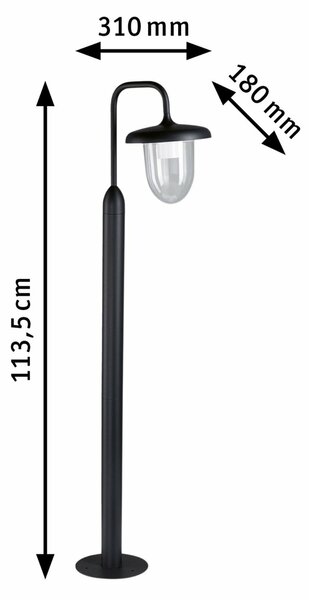 PAULMANN Stojací svítidlo Vintario IP44 kruhové 1.135mm max. 20W 230V antracit E27 hliník