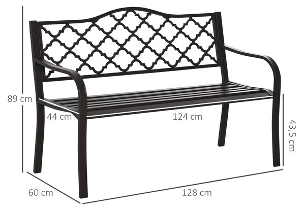 Outsunny 3-místná zahradní lavice v stylu venkovského chic pro terasu 128D x 60Š x 89V cm, odolná proti korozi, s epoxidovým kovem a litinou | Aosom