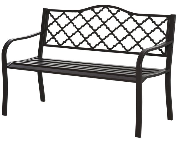 Outsunny 3-místná zahradní lavice v stylu venkovského chic pro terasu 128D x 60Š x 89V cm, odolná proti korozi, s epoxidovým kovem a litinou | Aosom