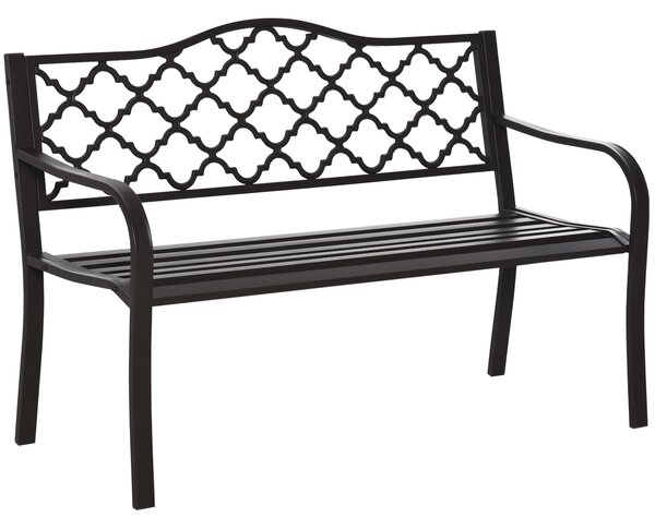 Outsunny 3-místná zahradní lavice v stylu venkovského chic pro terasu 128D x 60Š x 89V cm, odolná proti korozi, s epoxidovým kovem a litinou | Aosom