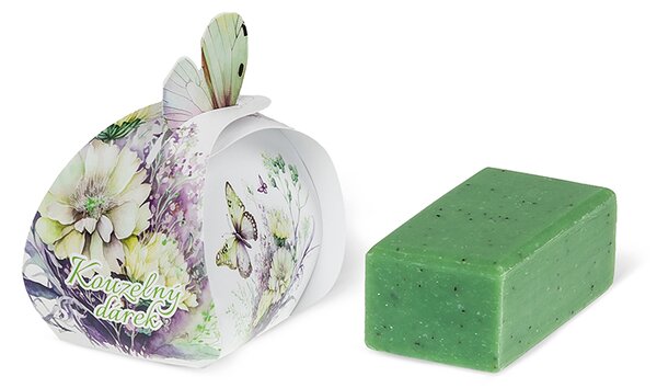 BELLATEX Přírodní mýdlo 50g s konopným olejem Tmavě zelená 8x8x6 cm