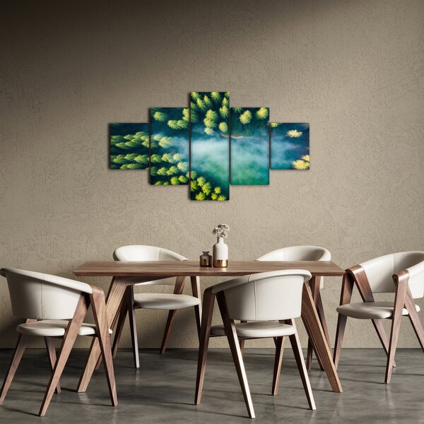Obraz - Mlhou zahalený les (125x70 cm)