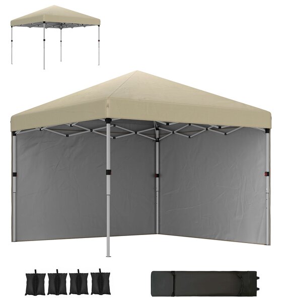 Outsunny Palanda pro Zahradu s Pop-Up Systémem, Skládací Altán s Nastavitelnou Výškou, Ochrana UV 30+ s 2 Bočními Stěnami - Součástí Nosič - Pro Venko