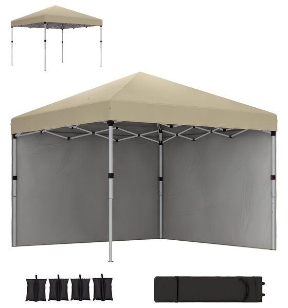 Outsunny Palanda pro Zahradu s Pop-Up Systémem, Skládací Altán s Nastavitelnou Výškou, Ochrana UV 30+ s 2 Bočními Stěnami - Součástí Nosič - Pro Venko
