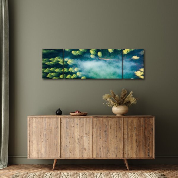 Obraz - Mlhou zahalený les (170x50 cm)