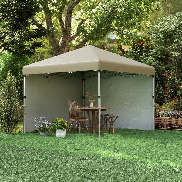 Outsunny Palanda pro Zahradu s Pop-Up Systémem, Skládací Altán s Nastavitelnou Výškou, Ochrana UV 30+ s 2 Bočními Stěnami - Součástí Nosič - Pro Venko