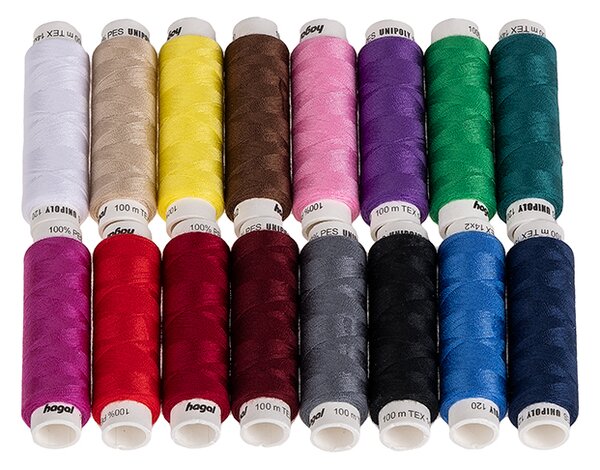 BELLATEX Nitě sada Unipoly 16 ks na blistru - mix uni barev MIX 16x100m