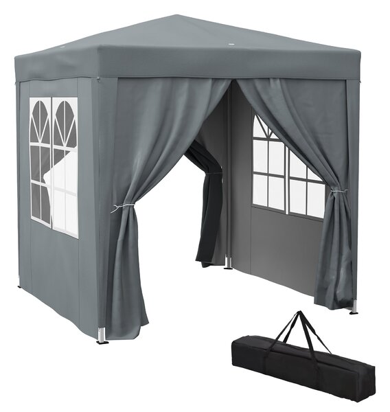 Outsunny Zahradní Altán 2 x 2 m, skládací pop-up altán, výškově nastavitelný, UV ochrana, ocelová konstrukce, 4 odnímatelné strany, na kempování, fest