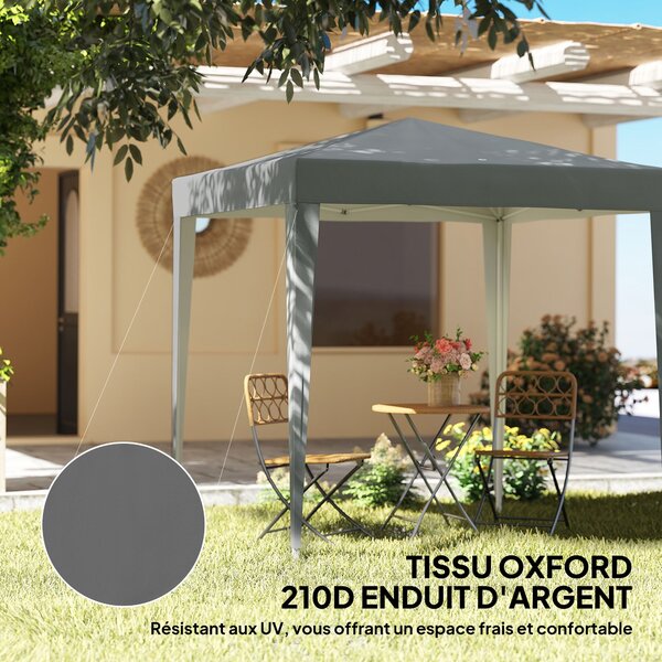 Outsunny Zahradní Altán 2 x 2 m, skládací pop-up altán, výškově nastavitelný, UV ochrana, ocelová konstrukce, 4 odnímatelné strany, na kempování, fest