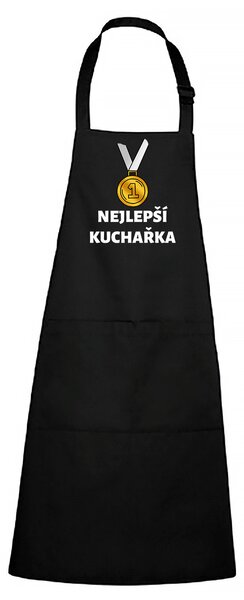 Zástěra s potiskem Nejlepší kuchařka Barva zástěry: Černá