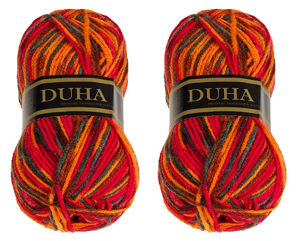 BELLATEX SET 2ks - Příze DUHA Oranžová, Hnědá, Červená 50g / 150 m