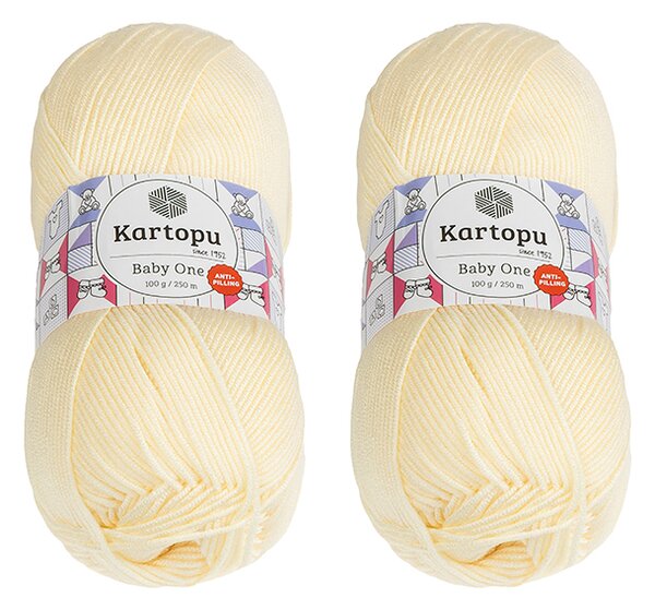BELLATEX SET 2ks - Příze BABY ONE Vanilková 100g / 250 m