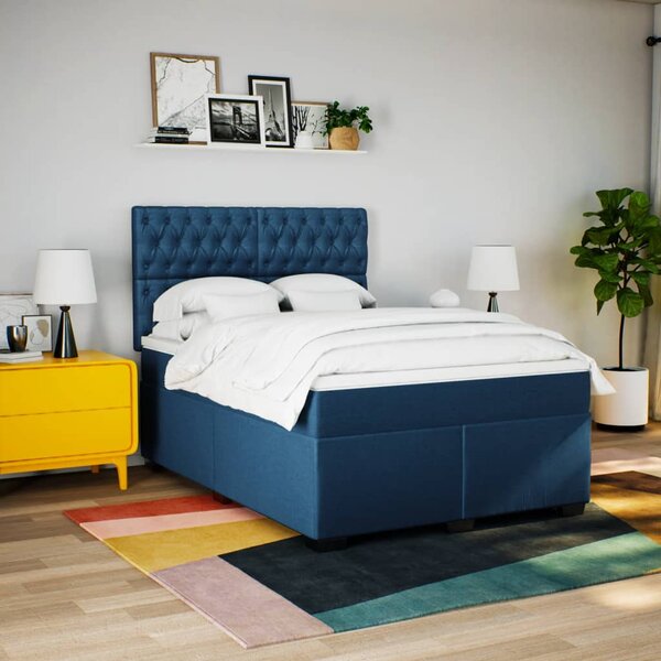 Box spring postel s matrací modrá 140x190 cm textil 3290496