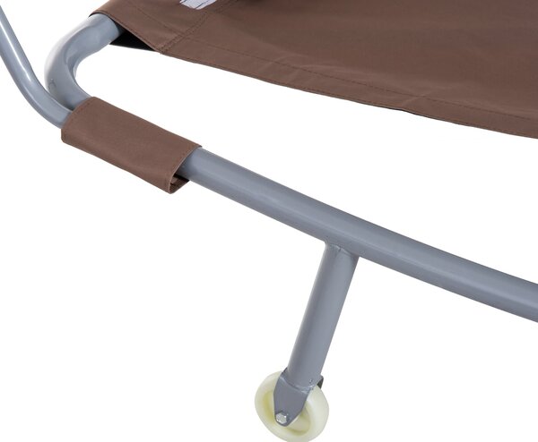 Outsunny Dvousedací Zahradní Lehátko Moderní Design S Nastavitelnou Stříškou 2 Kola 2 Polštáře Epoxidová Ocel Polyester Tmavě Hnědá | Aosom