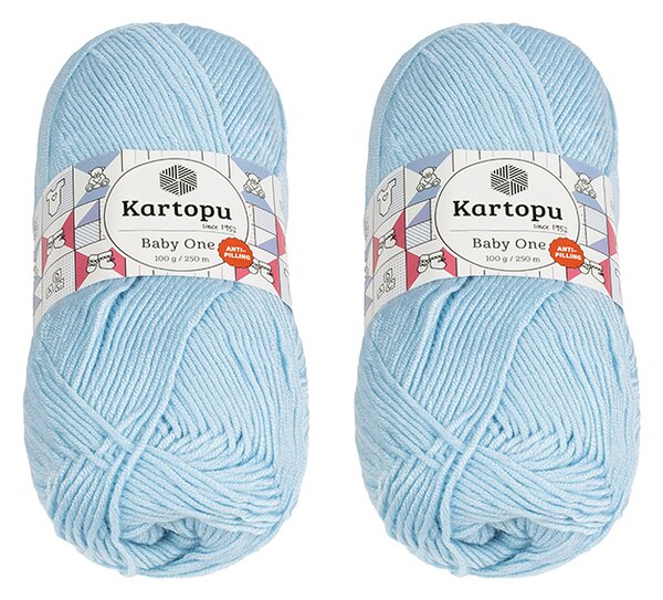 BELLATEX SET 2ks - Příze BABY ONE Světle modrá 100g / 250 m