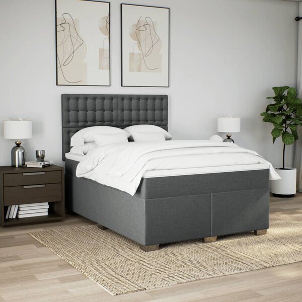 Box spring postel s matrací tmavě šedý 140 x 190 cm textil 3290498