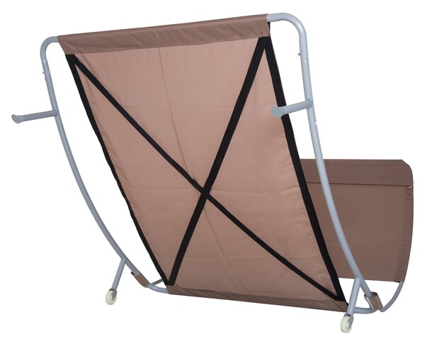 Outsunny Dvousedací Zahradní Lehátko Moderní Design S Nastavitelnou Stříškou 2 Kola 2 Polštáře Epoxidová Ocel Polyester Tmavě Hnědá | Aosom