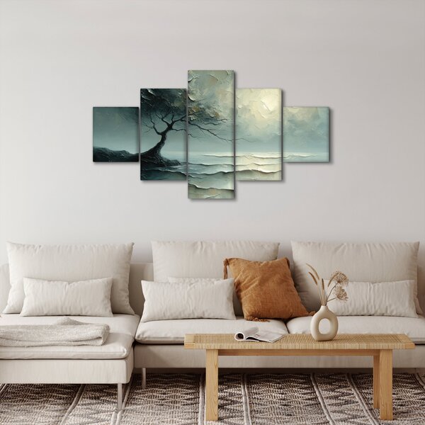 Obraz - Olejomalba stromu s oceánem (125x70 cm)