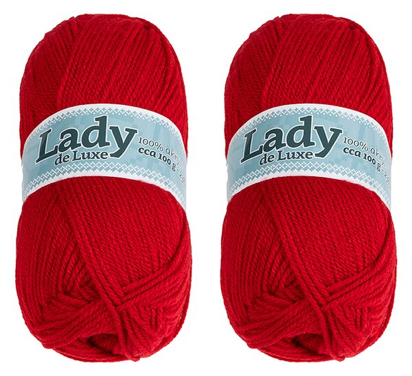 BELLATEX SET 2ks - Příze LADY DE LUXE Červená 100g / 238 m