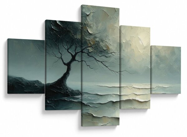 Obraz - Olejomalba stromu s oceánem (125x70 cm)