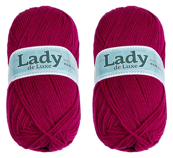 BELLATEX SET 2ks - Příze LADY DE LUXE Fuchsiová 100g / 238 m