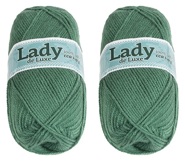 BELLATEX SET 2ks - Příze LADY DE LUXE Zelená, Mechová 100g / 238 m