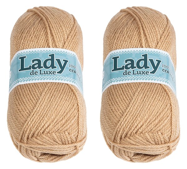 BELLATEX SET 2ks - Příze LADY DE LUXE Béžová 100g / 238 m
