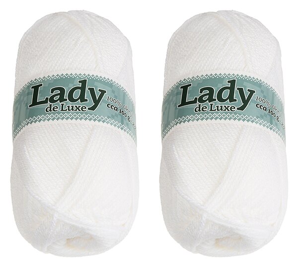 BELLATEX SET 2ks - Příze LADY DE LUXE Bílá 100g / 238 m