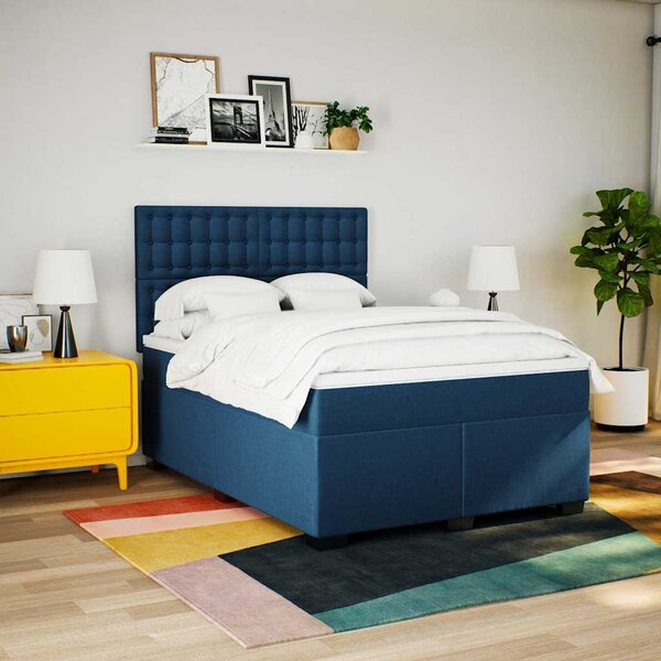 Box spring postel s matrací modrá 140x190 cm textil 3290503