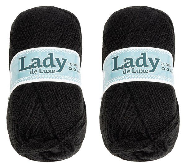 BELLATEX SET 2ks - Příze LADY DE LUXE Černá 100g / 238 m