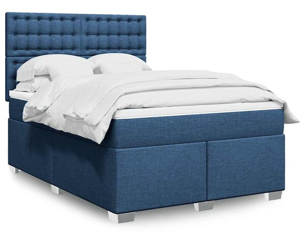 Box spring postel s matrací modrá 140x190 cm textil 3290503
