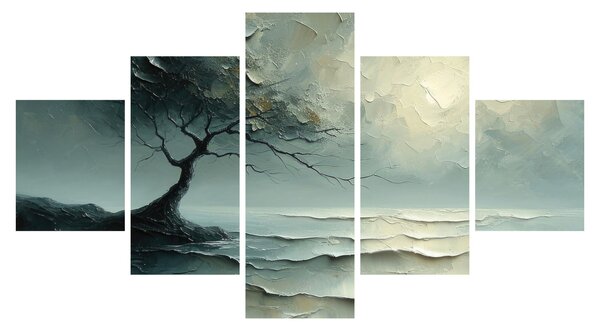 Obraz - Olejomalba stromu s oceánem (125x70 cm)