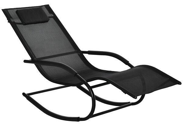 Ergonomická houpací křeslo Outsunny s opěrkou hlavy, pozinkované kovové opěrky, textilene, rozměry 63Š x 160H x 88V cm | Aosom