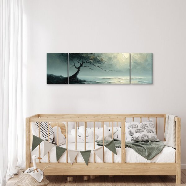 Obraz - Olejomalba stromu s oceánem (170x50 cm)