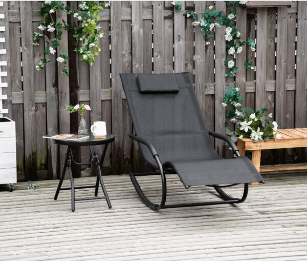 Ergonomická houpací křeslo Outsunny s opěrkou hlavy, pozinkované kovové opěrky, textilene, rozměry 63Š x 160H x 88V cm | Aosom