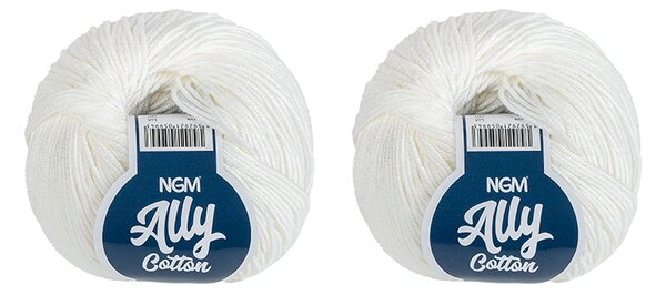 BELLATEX SET 2ks - Příze ALLY cotton Bílá 50g / 140 m