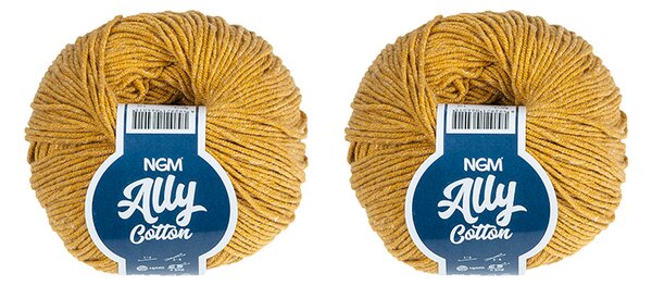 BELLATEX SET 2ks - Příze ALLY cotton Hořčicová 50g / 140 m