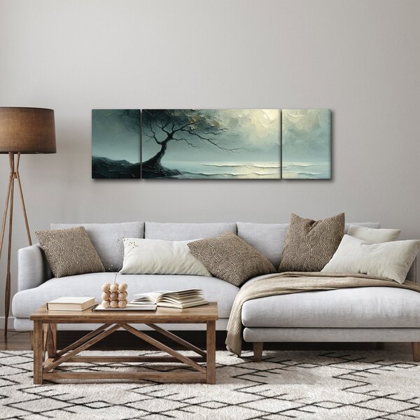 Obraz - Olejomalba stromu s oceánem (170x50 cm)