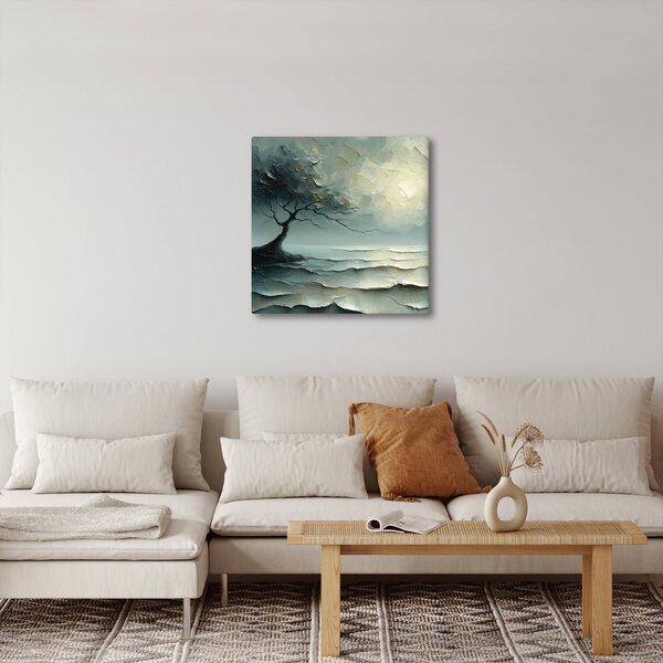 Obraz - Olejomalba stromu s oceánem (30x30 cm)
