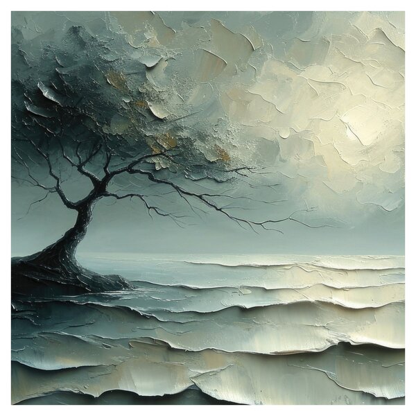 Obraz - Olejomalba stromu s oceánem (30x30 cm)