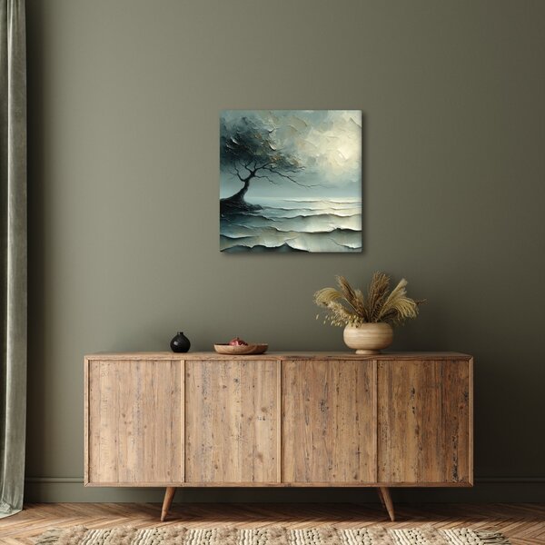 Obraz - Olejomalba stromu s oceánem (30x30 cm)