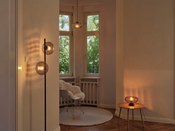 Osram - Lustr na lanku DECOR SMOKE 1xE27/12W/230V pr. 28 cm černá/kouřová šedá