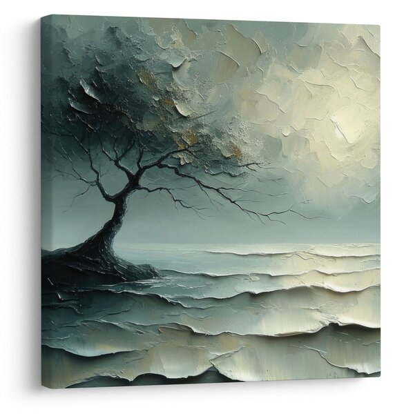 Obraz - Olejomalba stromu s oceánem (30x30 cm)