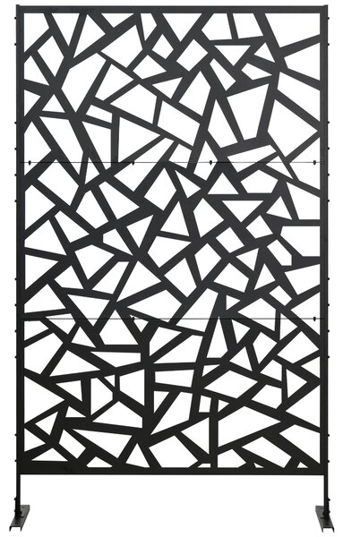 Dekorativní panel s geometrickým vzorem Outsunny pro zahradní balkon a venkovní ochranu proti větru v perforované oceli 122 x 45 x 198 cm | Aosom