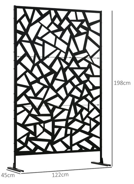 Dekorativní panel s geometrickým vzorem Outsunny pro zahradní balkon a venkovní ochranu proti větru v perforované oceli 122 x 45 x 198 cm | Aosom