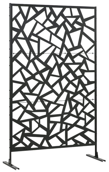 Dekorativní panel s geometrickým vzorem Outsunny pro zahradní balkon a venkovní ochranu proti větru v perforované oceli 122 x 45 x 198 cm | Aosom