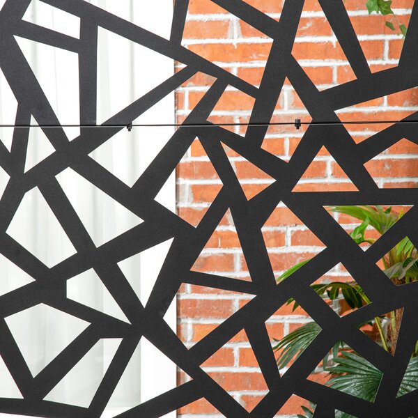 Dekorativní panel s geometrickým vzorem Outsunny pro zahradní balkon a venkovní ochranu proti větru v perforované oceli 122 x 45 x 198 cm | Aosom