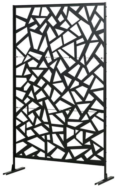 Dekorativní panel s geometrickým vzorem Outsunny pro zahradní balkon a venkovní ochranu proti větru v perforované oceli 122 x 45 x 198 cm | Aosom