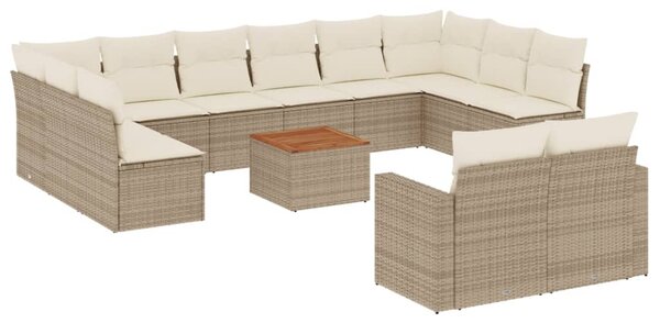 13dílná zahradní sedací souprava s poduškami béžová polyratan 3224357
